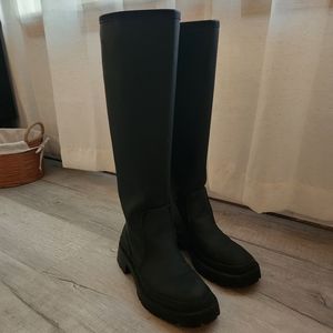zara rubber knee high boots